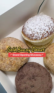 Gold Bunny Donut Grand Opening: Free Donuts, Bubble Tea, and Tote Bags for Early Guests!