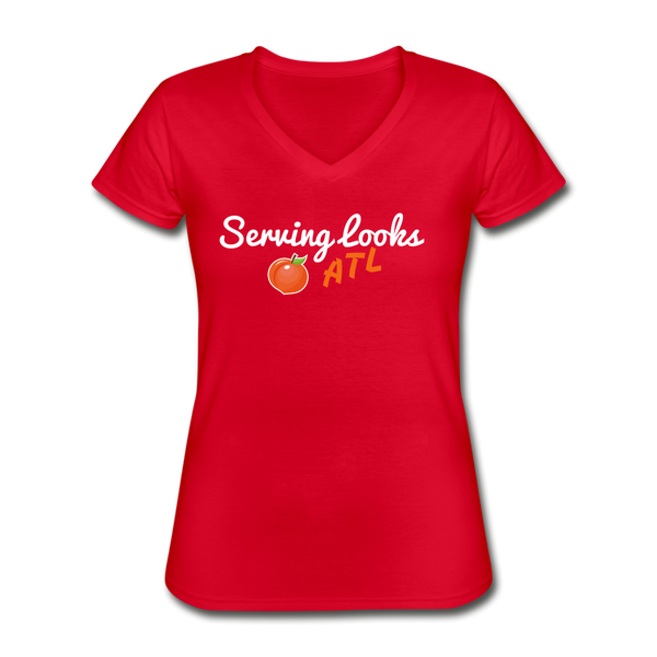 ServingLooksATL Women's V-Neck T-Shirt - red