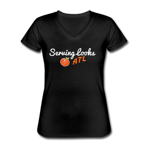 ServingLooksATL Women's V-Neck T-Shirt - black